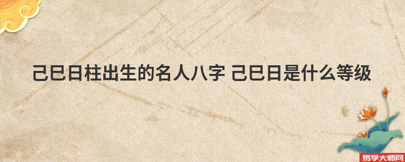 己巳日柱出生的名人八字 己巳日是什么等级