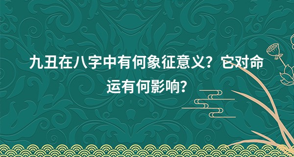 九丑在八字中有何象征意义？它对命运有何影响？