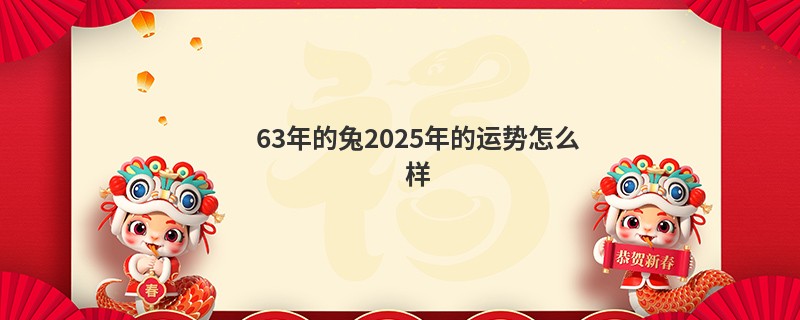 63年的兔2025年的运势怎么样