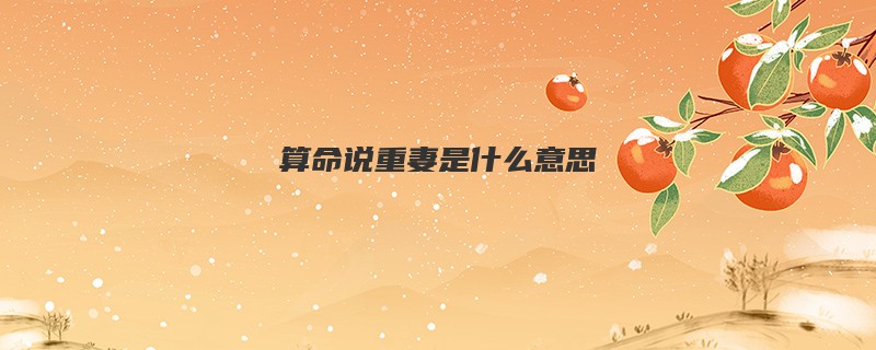 算命说重妻是什么意思